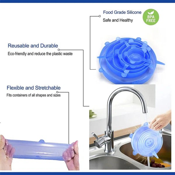 6pcs set Silicone Lid Spill Stopper tool